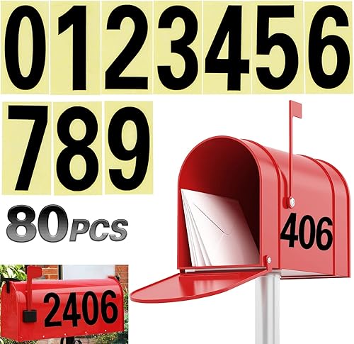 Miniatura 2 de Adhesivos reflectantes para números de buzón para exteriores, 8 juegos de 0 a 9, autoadhesivos, números impermeables para casas, puertas,