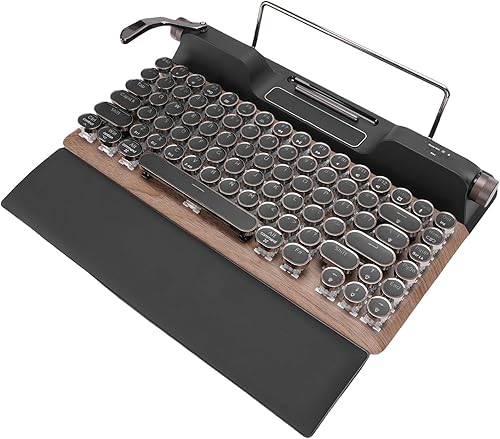 Yoidesu Mechanical Keyboard, Bluetooth 5.0 Computer Keyboards with 84 Key Blue Switches, Punk Round Keycap, RGB Backlight, Retro Typewriter