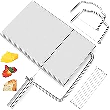 Cheese Slicers with Wire, Cheese Cutters for Block Cheese with 6 Replacement Wires, Stainless Steel Cheese Slicers for Butter Cutter Food Slicer, Comes with 2 Extra Handheld Cheese Slicers