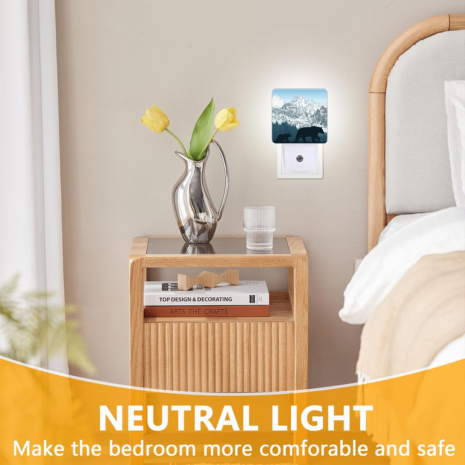 Bear Mountains Night Light, Plug-into Wild Animals Forest Nightlight White LED Lamp, Energy Efficient Decor Desk Lamp for Bedroom Hallway Stairs Bathroom image 3