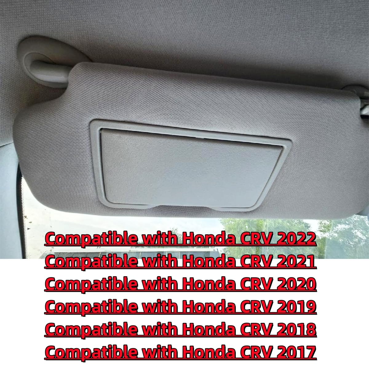 Replacement Sun Visor With Mirror For Honda CR-V 2017-2022 - Right Side Gray ABS Faux Leather - View #3