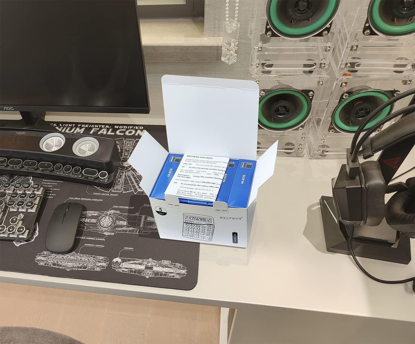 Calcolatrice portatile a 12 cifre a doppia alimentazione, da tavolo, con ampio display LCD, grande pulsante sensibile (nero, confezione da 10)