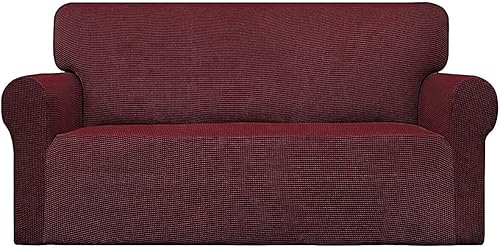 Miniatura 8 de Home Must Haves Juego de 2 fundas rojas para sofá y sofá biplaza protector elástico en 4 direcciones