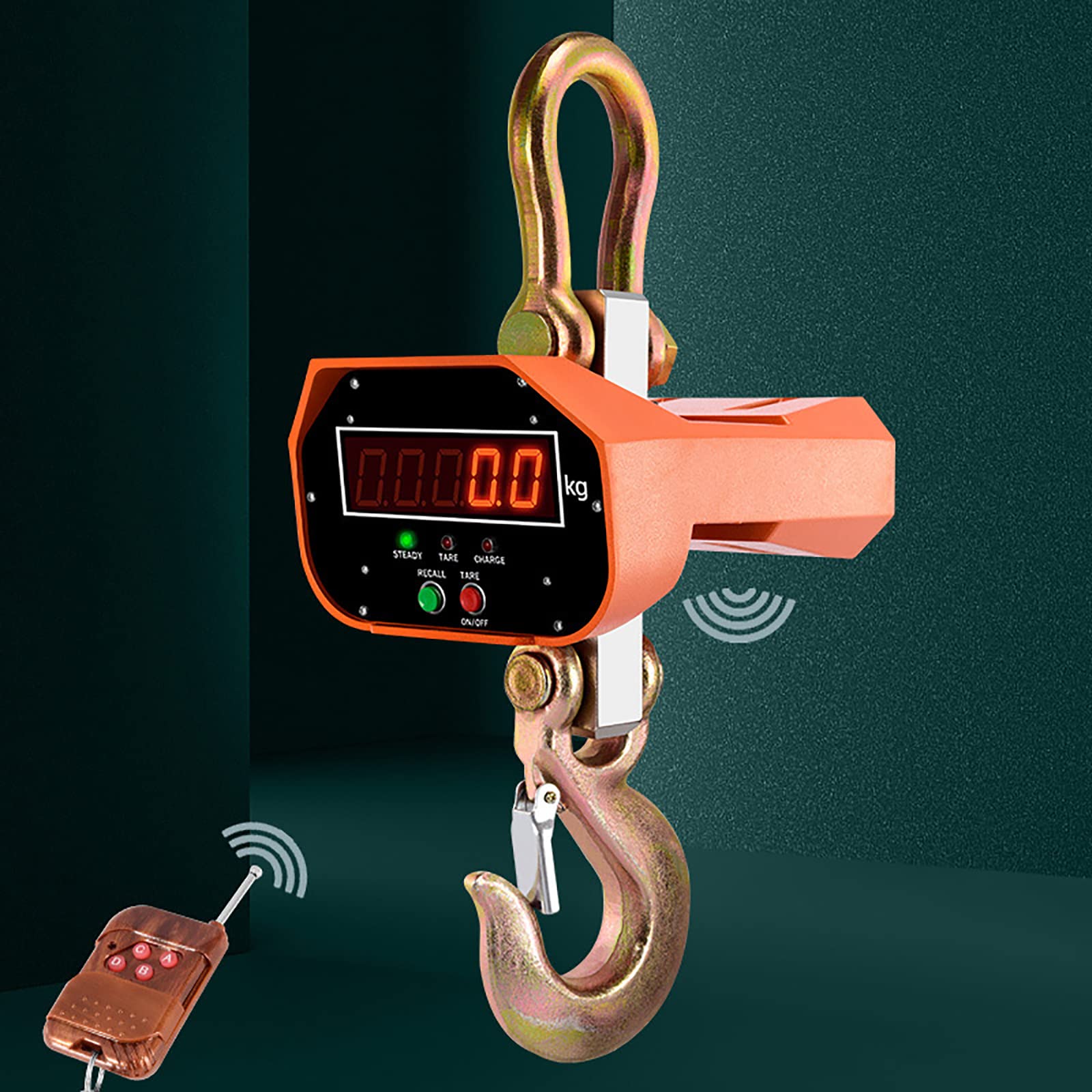 jucyuanhang Industrial Crane Scale, 3T Digital Wireless Heavy-duty Crane Scale with Remote Control, LED Display, Used for Material Warehouse, Wharf Weighing, Steel Raw Materials, Grain Industry