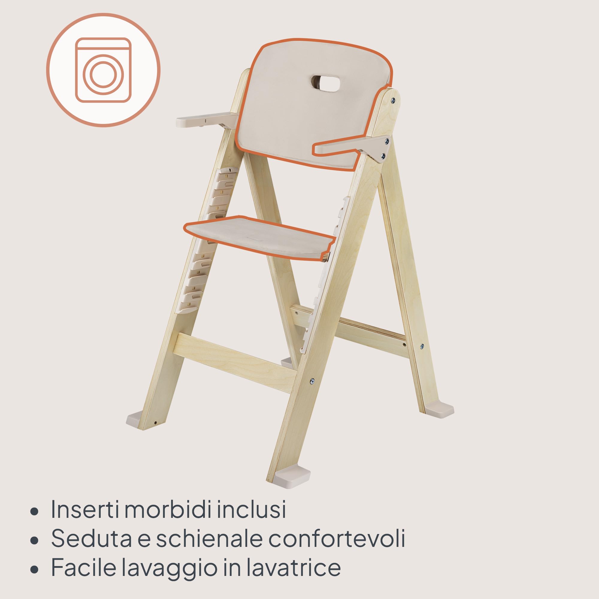 LIONELO Floris Seggiolone Pappa 3 in 1 in Legno da 6 Mesi a 40 kg | Evolutivo fino a 12 Anni, Sedile e Poggiapiedi Regolabili in Altezza, Vassoio Rimovibile