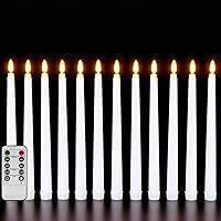 Vista 19 de Velas Cónicas Sin Llama Color Rosa con Control Remoto, Juego de 12 Candeleros LED Navideños a