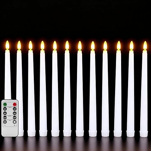 Miniatura 19 de Velas Cónicas Sin Llama Color Rosa con Control Remoto, Juego de 12 Candeleros LED Navideños a
