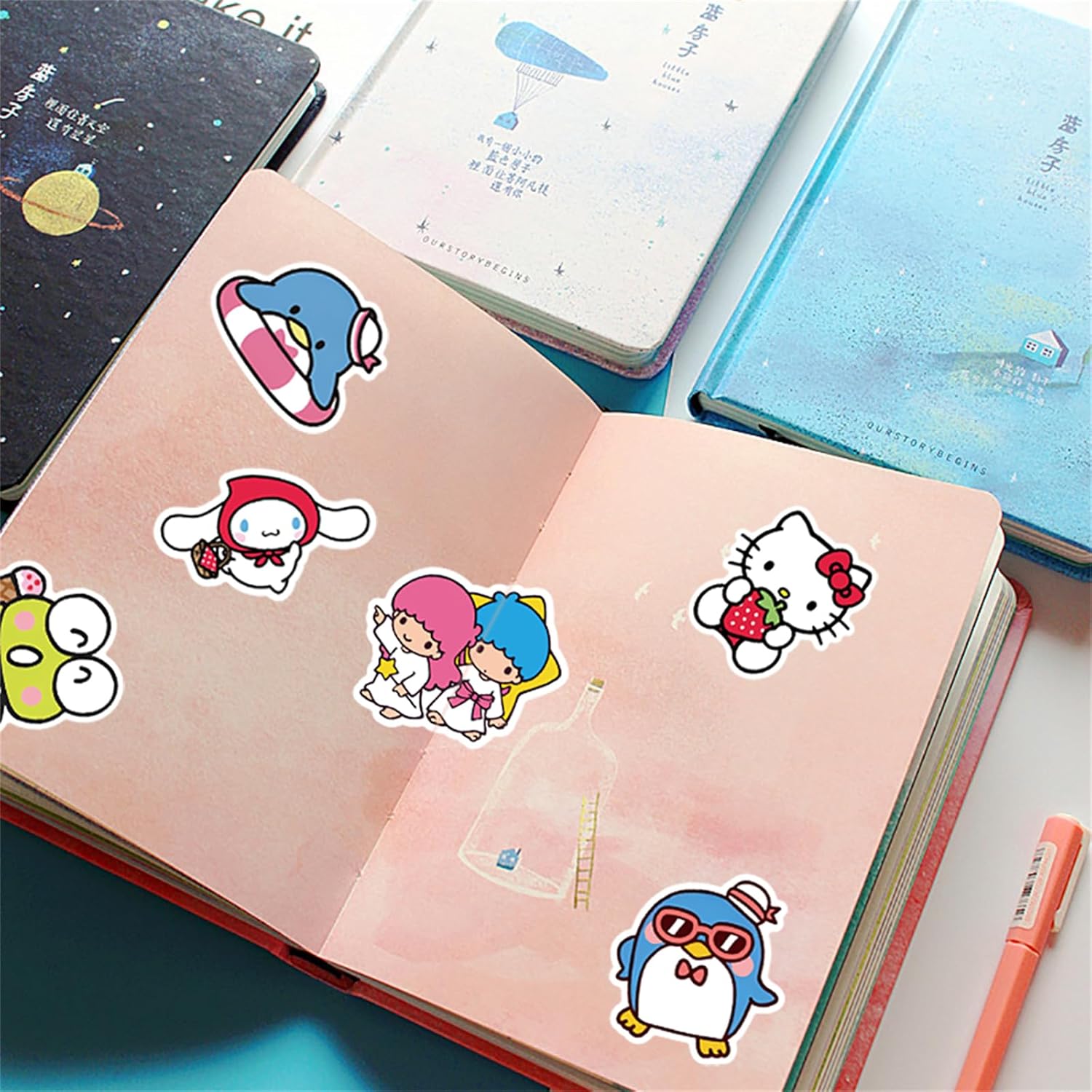 50 Pcs My Melody and Kuromi Stickers, Hello Kitty Kitty Stickers Pompompurin Keroppi Sticker, Cute Sticker Japanese Kawaii Decals((XSLO)