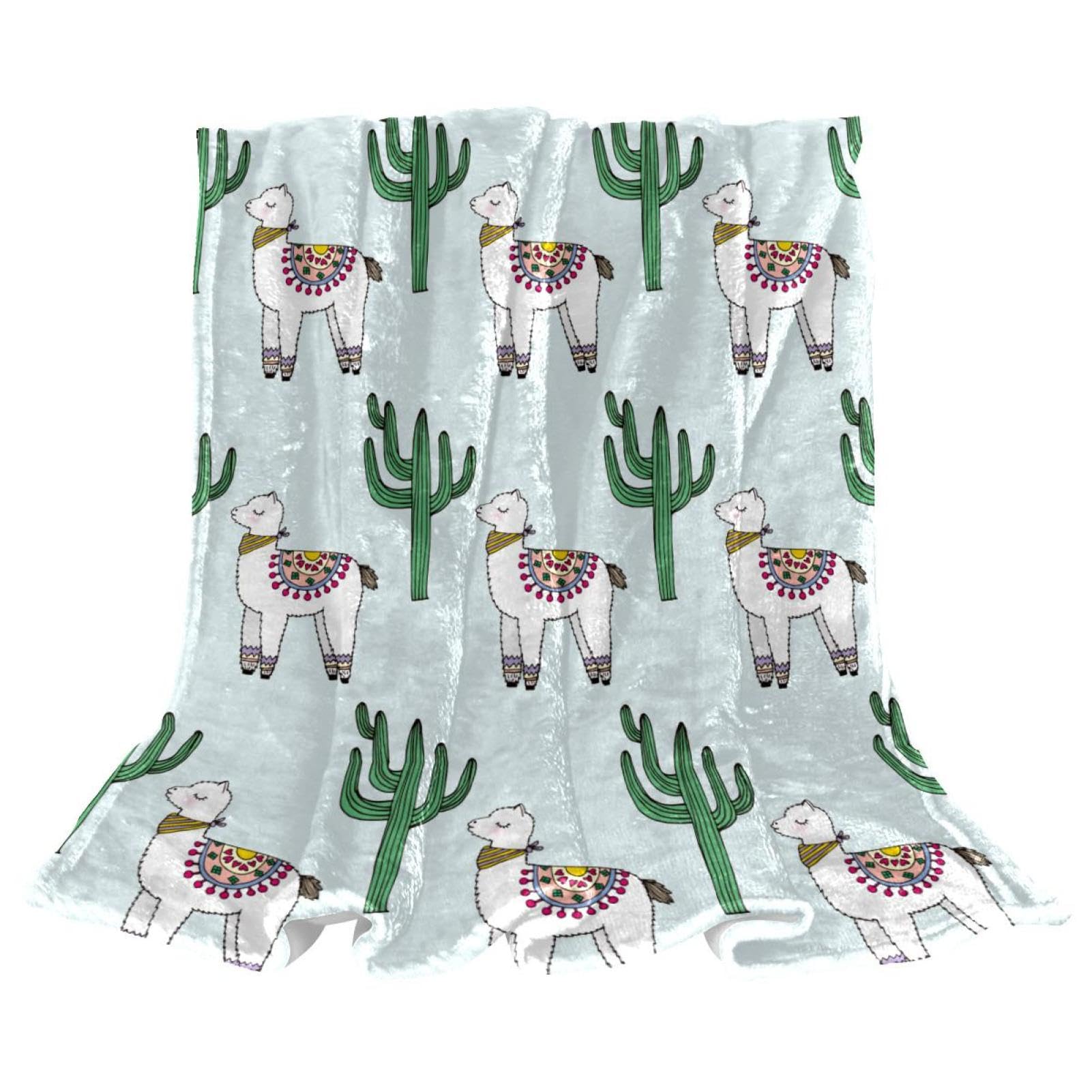 Couverture polaire cactus alpaca contre les frissons sur votre canapé
