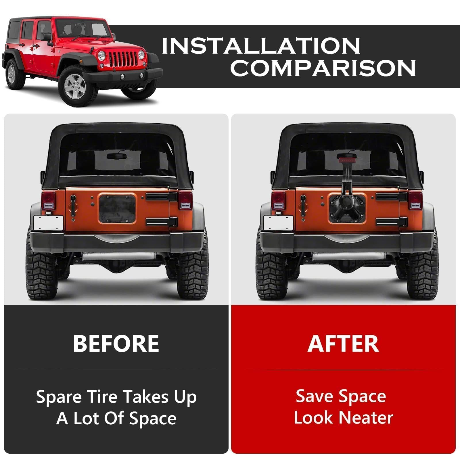 ジープ　ラングラー jk スペアタイヤマウントブラケット Amazon.co.jp: DKMGHT スペアタイヤホルダー マウントブラケット