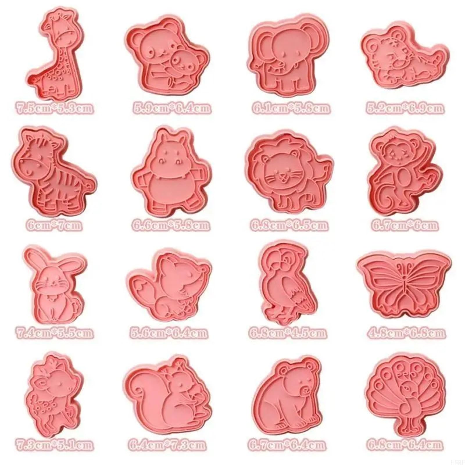 Ensemble d'emporte-pièces en plastique for animaux de dessin animé, 16 pièces