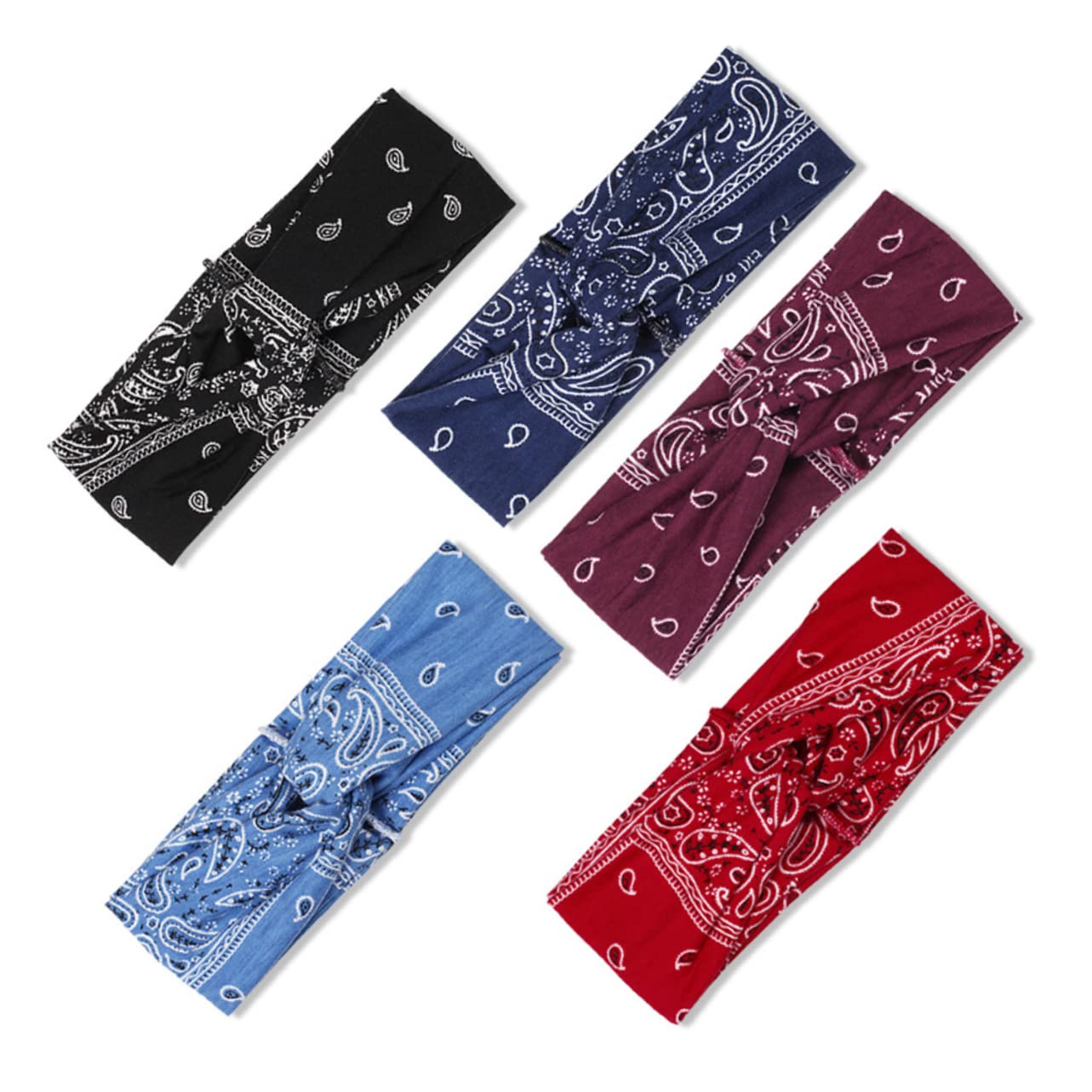 FRCOLOR 3 Set Bohemia Wrap by Elastic Knot Headband Workout Headband Bandana Accessorio Moda Donna Rosso//nero 3 Pezzi*3