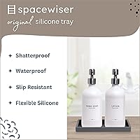 Vista 2 de Bandeja de encimera y tocador, pequeña bandeja de silicona de 7.7 pulgadas para botellas dispensadoras de jabón, bandejas de baño, bandejas de jabón