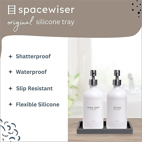 Miniatura 9 de Bandeja para encimera y tocador, bandeja de baño inastillable de 11.7 pulgadas, bandeja de jabón de silicona flexible para cocina, bandeja para