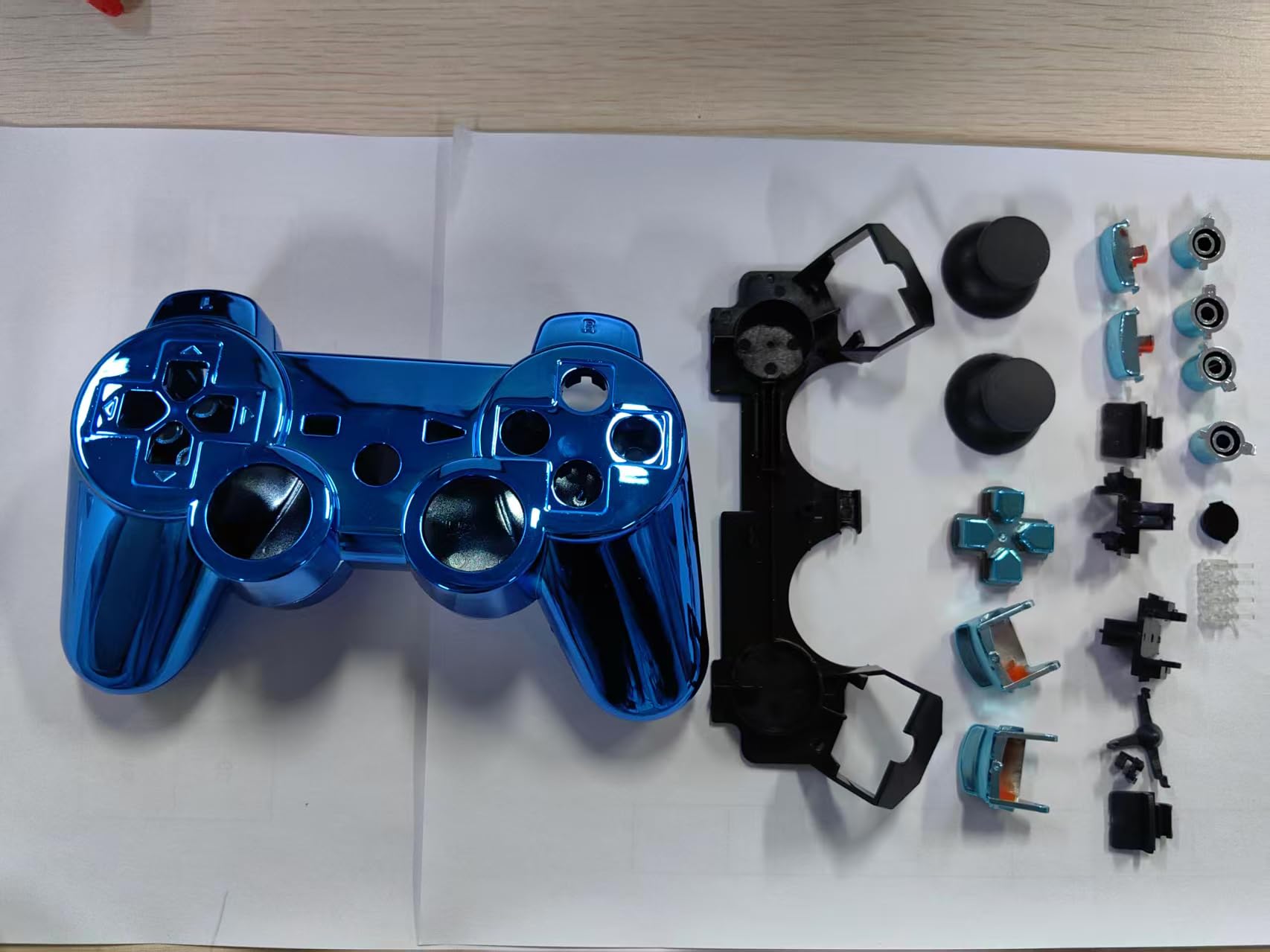 OSTENT Kit de carcasa de carcasa de controlador completo compatible con el kit de control Bluetooth Sony PS3 - Color azul