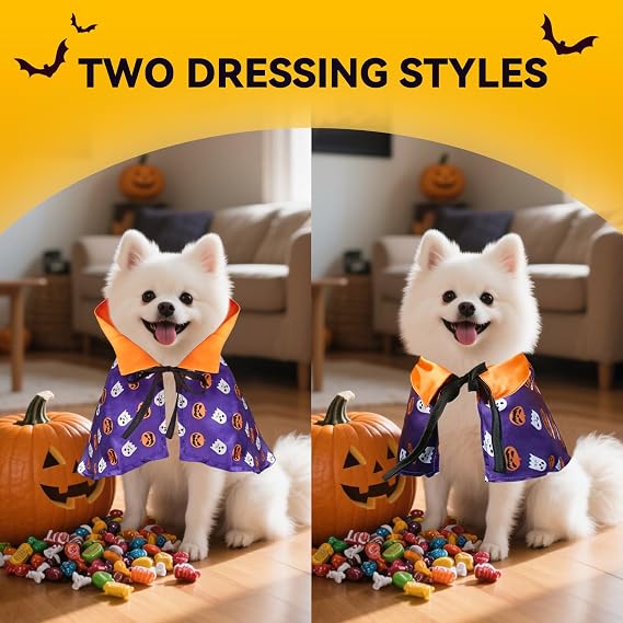 Halloween Pets Costume for Cats, Small Dogs, Rabbits Cat Cape Cosplay Party Small Dog Pumpkin Cloak Costume Cat Halloween Costumes