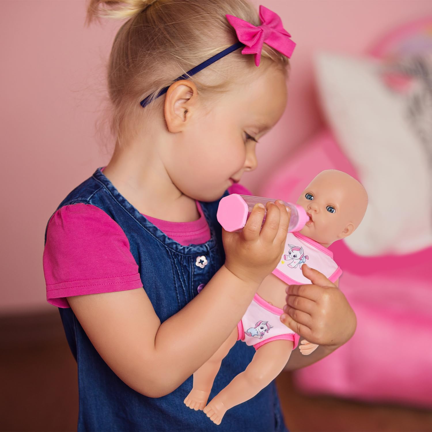 Accessoires de Poupée pour Poupée 40-45 cm - 12 Pièces avec Sac à Langer, Biberon, Bavette, Tétine et Couche pour Fille