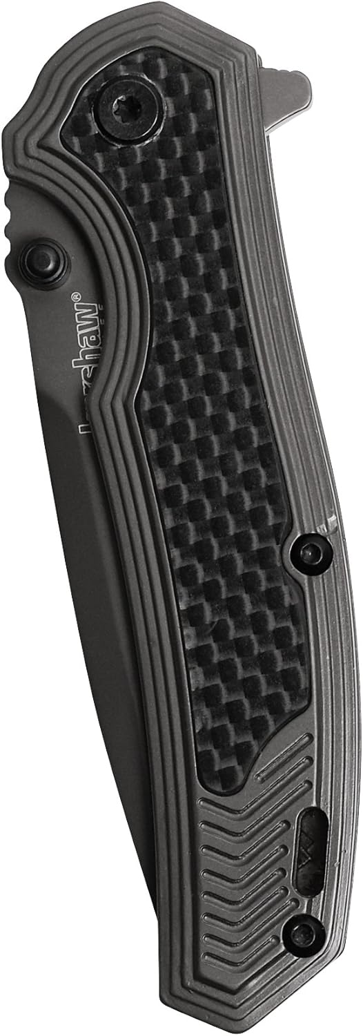 Kershaw Fringe Pocket Knife, 3-inch 8Cr13MoV Steel Blade with Gray Titanium Carbo-Nitride Coating, Carbon-Fiber Insert; SpeedSafe Assisted Opening, 8310 : Tools & Home Improvement