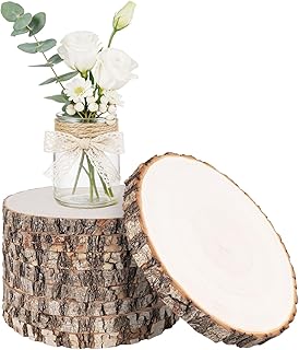 ilauke 8Pcs Wood Slices for Centerpieces 7-8 Inch, Natural Wood Rounds for Crafts, Large Wood Slabs for Rustic Wedding Decor, Centerpiece Table Decorations and DIY