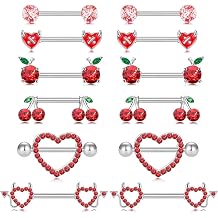JSTHHTT 6 Pairs Nipple Piercing Tongue Piercing Nipple Jewellery Nipple Piercing for Women Body Jewellery Set for Women Barbells Nipple Piercing Jewellery Set