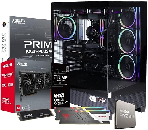 PCBuilder MAXIMUS-01 Ryzen 7 7800X3D Asus Radeon RX9070XT Graphics 32GB DDR5 RAM 1TB SSD Maximus Windows 11 Home Gaming PC