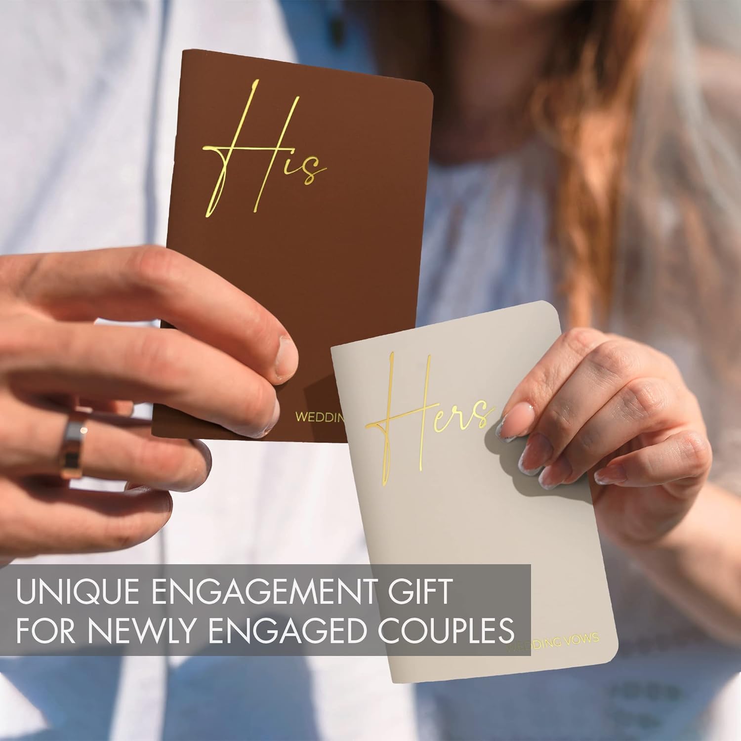 Minimalistic Wedding Planner Book and Elegant Vow Books Bundle - Unique Engagement Gift for Newly Engaged Couples, Future Brides and Grooms