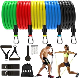 YETI Resistance Exercise Bands with Door Anchor, Handles, Waterproof Carry Bag, Legs Ankle Straps for Resistance Training, Physical Therapy, Home Workouts, Resistance Band Rambler 20 (Multi-Color) - Amazon product rated Grade A