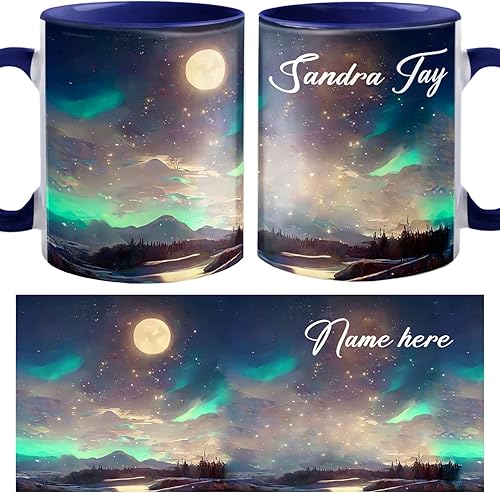 Vista 16 de Taza de café personalizada con nombre y letra inicial, monograma con diseño floral azul del alfabeto, taza de café blanca, regalo para mujeres, Taza