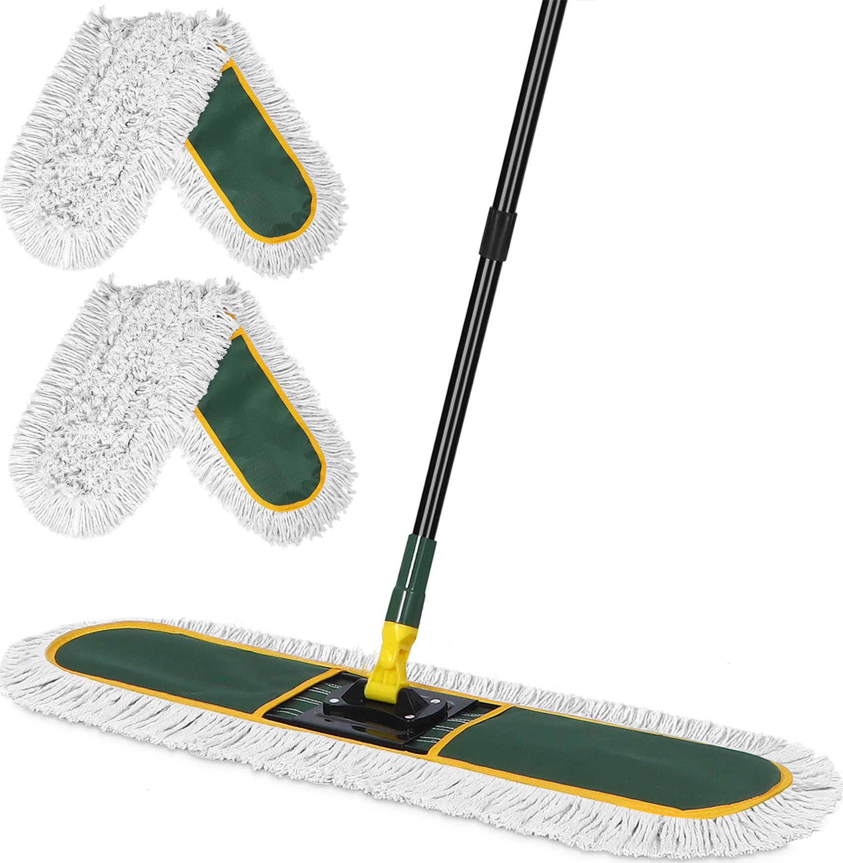 BUVE 36" Commercial Dust Mop for Floor Cleaning with 2 Replacement Mop Pads, Heavy Duty Industrial Large Floor Wet Dry Mop for Cleaning Office Garage Hardwood Warehouse Factory Mall