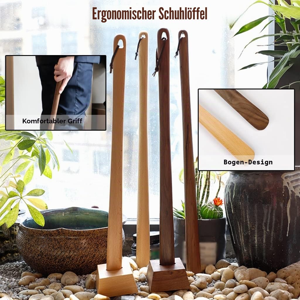 Schuhlöffel Schuhlöffel Lang Holz Schuhanzieher Aus Buchenholz Im Japanischen Stil, Langlebiger Schuhlöffel Aus Schwarzem Walnussholz, Schuhhelfer Mit Stabilem Standfuß, Verschiedene Größen