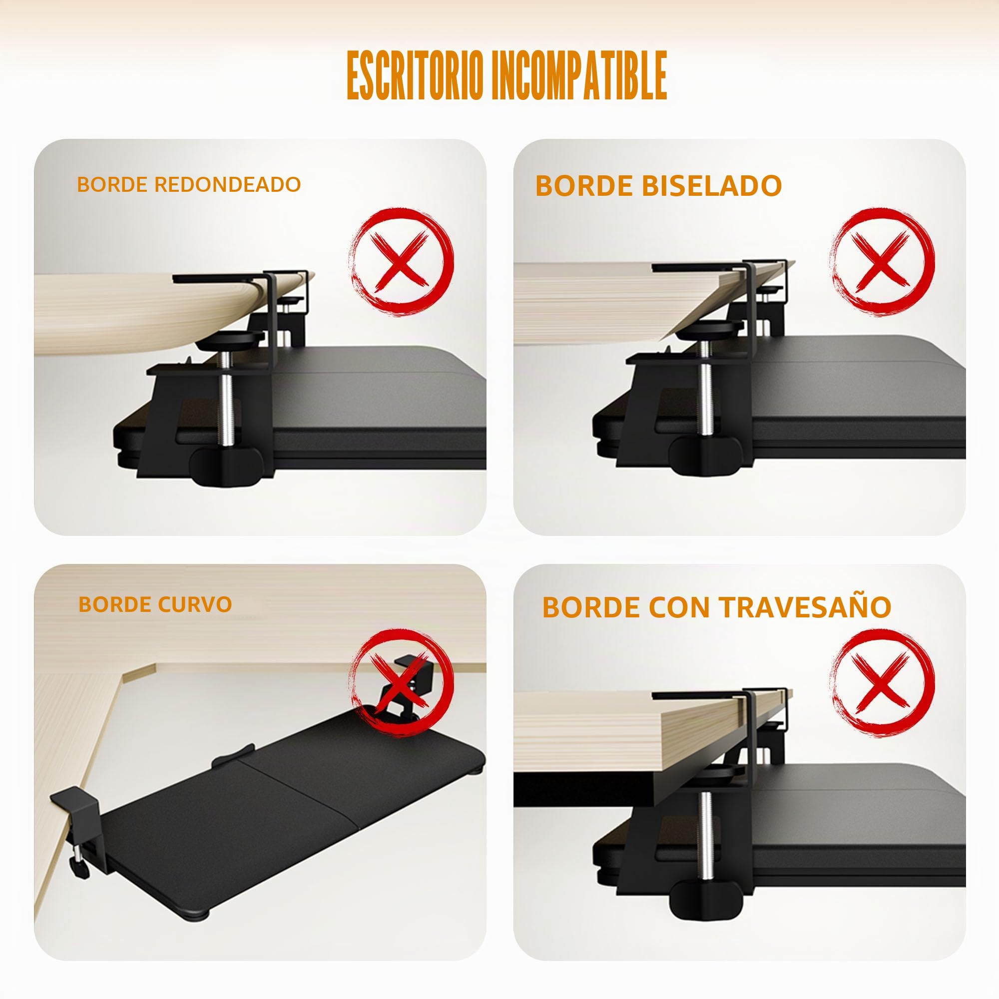 ERGOMAKER Bandeja para teclado debajo del escritorio, escritorio pequeño para computadora con bandeja de teclado de 25.6 x 11.8 pulgadas, cajón deslizante estable para escribir, color negro
