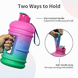 TOOFEEL 2 Liter Water Bottles - Half Gallon Water Bottle BPA Free - Ideal for Gym, Big Water BottleReusable Sports Bottle with Measurements Marked Drink Container- Purple Blue Green Gradient