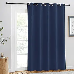 NICETOWN Blackout Navy Curtain Drape for Windows 84" Long - Room Darkening Energy Saving Thermal Insulated Solid Grommet Window Treatment for Living Room (Navy, 1 Panel, 66 by 84-Inch)