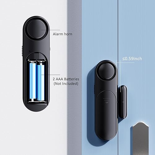 Miniatura 3 de Alarma de ventana y puerta cuando se abre para la seguridad de los niñosseguridad del hogar, paquete de 2 alarmas con sensor de puerta corredera con