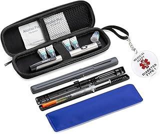 Insulin Cooler Travel Case, Equipped with Two Pre-filled Syringe Case & 1 TSA Approved Reusable Ice Pack for Keep Insulin Pen & Diabetic Supplies Cool When Travel with NFC Function Alert Bag Tag
