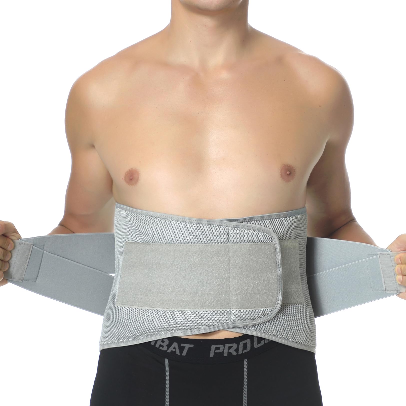 NEOtech Care - Fascia lombare supporto schiena - cintura lombare - AMPIO supporto, compressione regolabile e traspirante (Grigio, L)