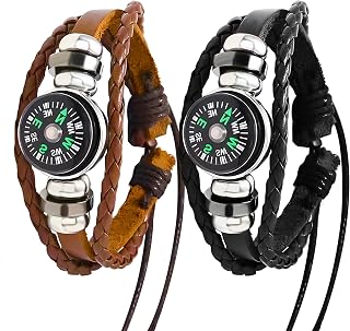 Friendship bracelets for teens,compass bracelets for mom and son,best friend bracelets for teens, matching bracelets for 2 adjustable paracord bracelets for men from SmileBelle