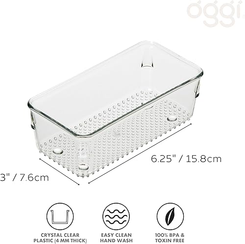 Miniatura 2 de Oggi Organizador de cajones transparente, 3 x 6 pulgadas, ideal para organizar cajones de cocina, oficina, escritorio, cubiertos, utensilios de