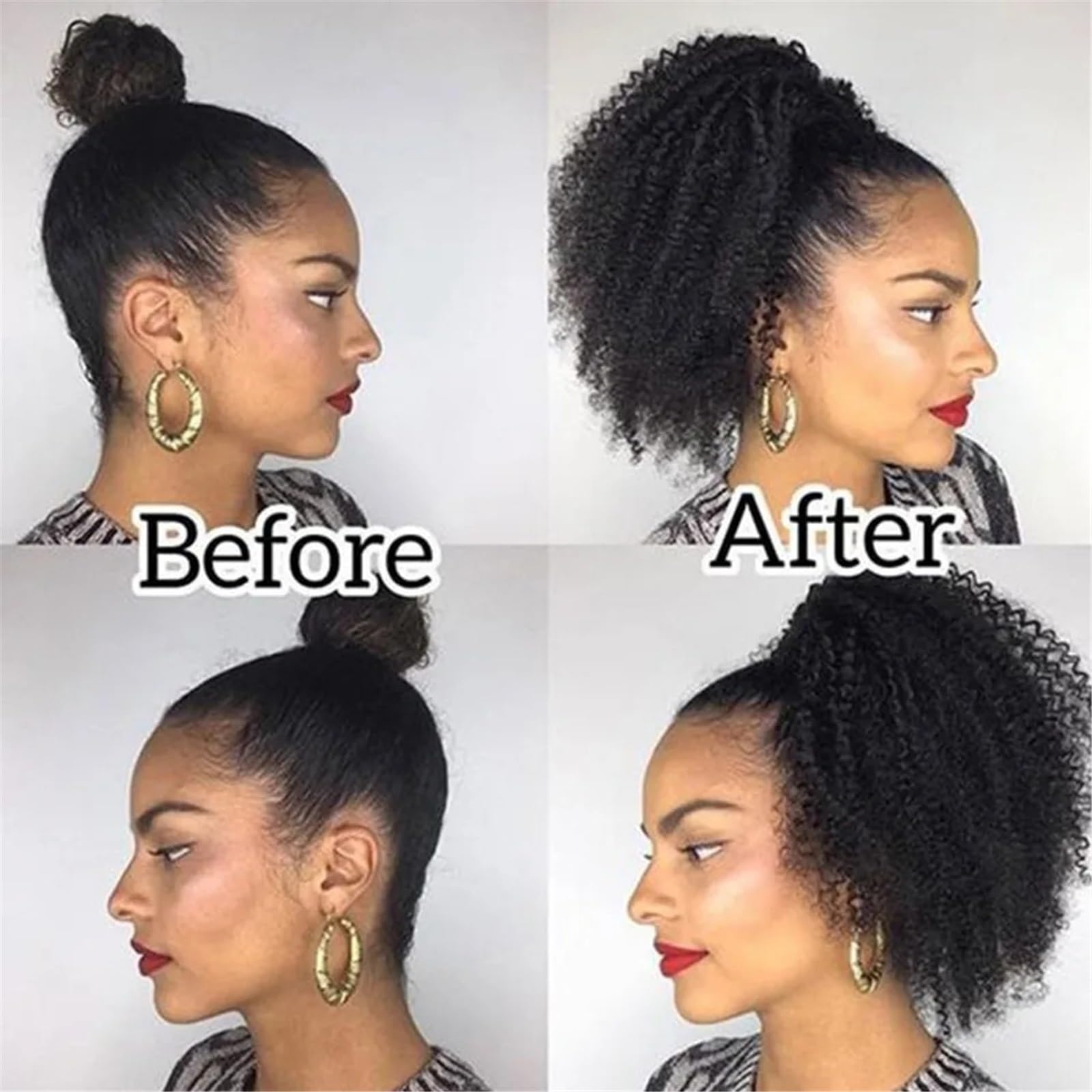 Treska Afro Kinky Curly ze sznurkiem do przedłużania włosów, koński ogon, prawdziwe włosy Remy, długie przedłużenie clip in, naturalne (71 cm)