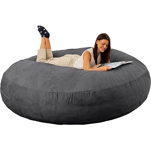 Jaxx 6 Foot Cocoon - 2-in-1 Convertible Bean Bag Bed & Large Bean Bag Chair for Adults, Black