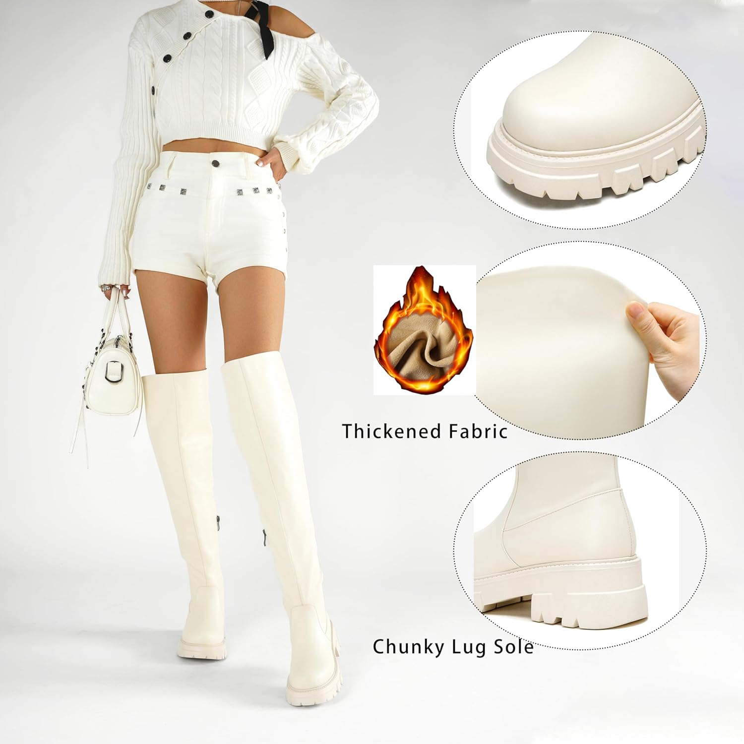 Black Thigh High Boots For Women Platform Slouch Over The Knee Fall Boots Lug Sole Low Chunky Heel Curve-friendly - Image 4