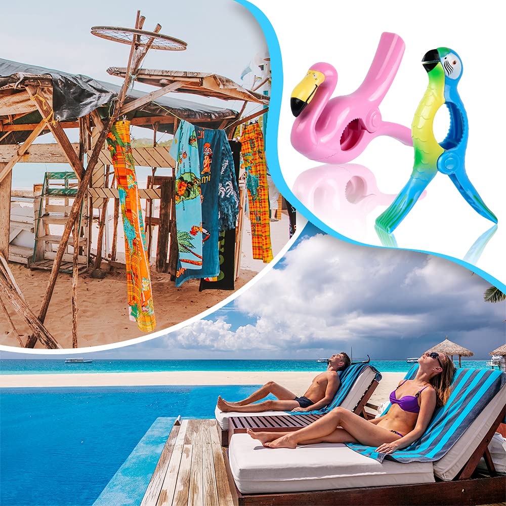 6 Clip Per Telo Mare Grandi E Medie - Mollette Per Asciugamani Antivento Con Gomma Antiscivolo - Per Sdraio, Piscina E Giardino - 4 Colori