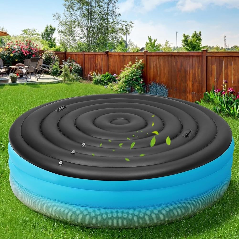Housse de spa gonflable ronde en PVC de 180 cm avec couvercle réglable pour protection de l'eau en extérieur, rétention de la chaleur et montage facile dans le jardin ou la piscine (avec