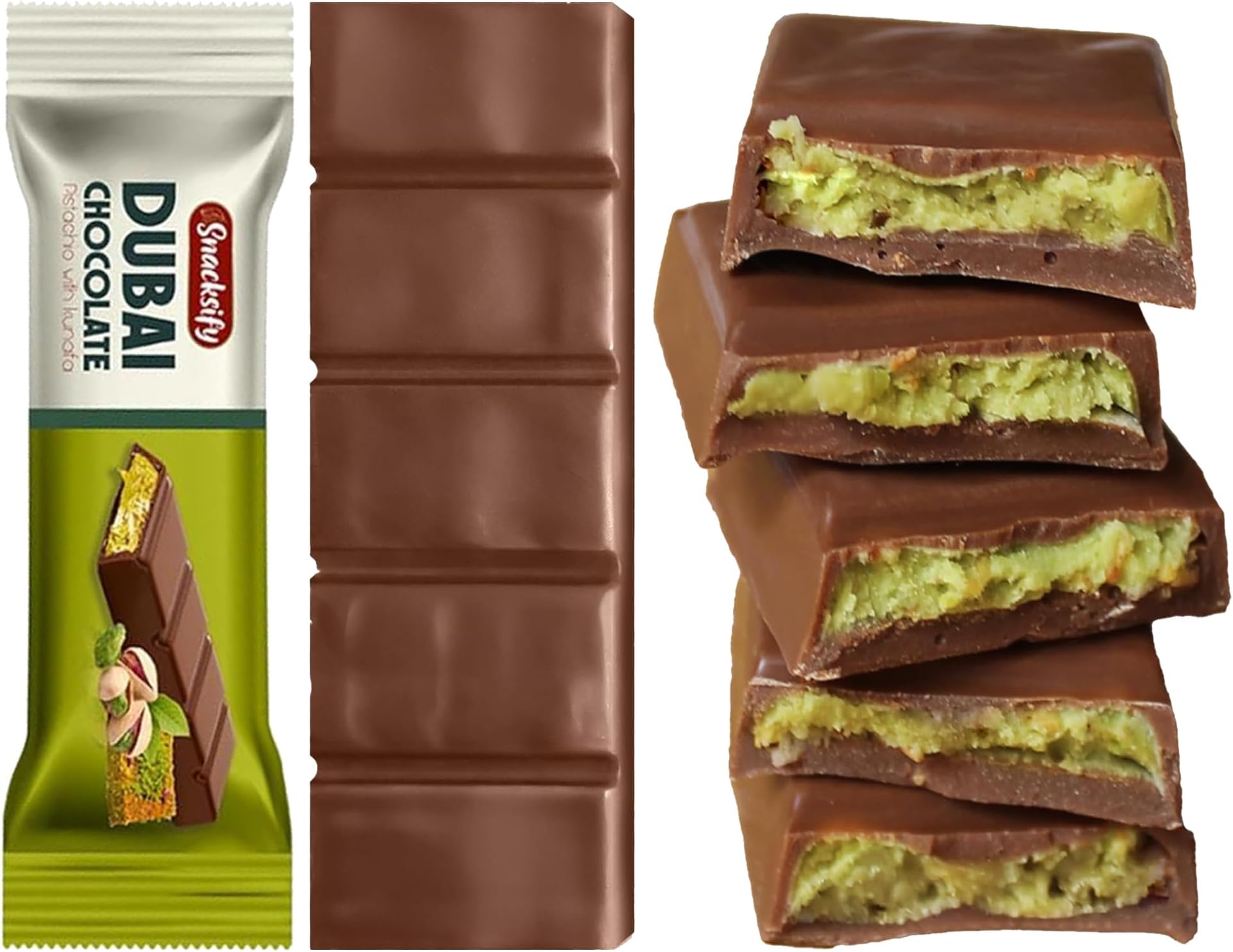 Mini Dubai Chocolate (Pack of 1) Kunafa Pistachio Bar- 27gr - Perfect for Gifting, Fresh Daily Production 1Pieces Dubai Chocolate with Shredded Phyllo Dough 0.95 ounces