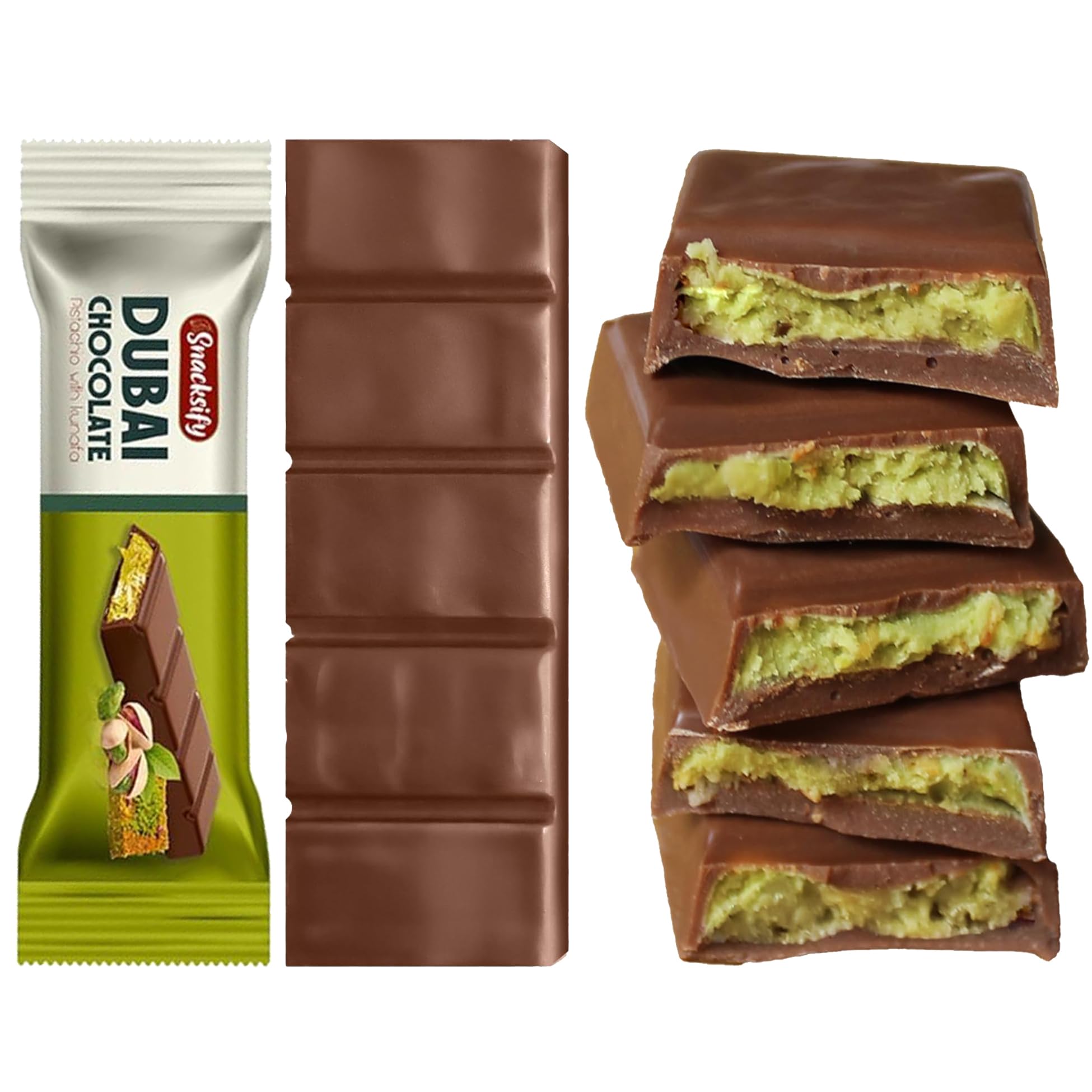 Mini Dubai Chocolate (Pack of 1) Kunafa Pistachio Bar- 27gr - Perfect for Gifting, Fresh Daily Production 1Pieces Dubai Chocolate with Shredded Phyllo Dough 0.95 ounces