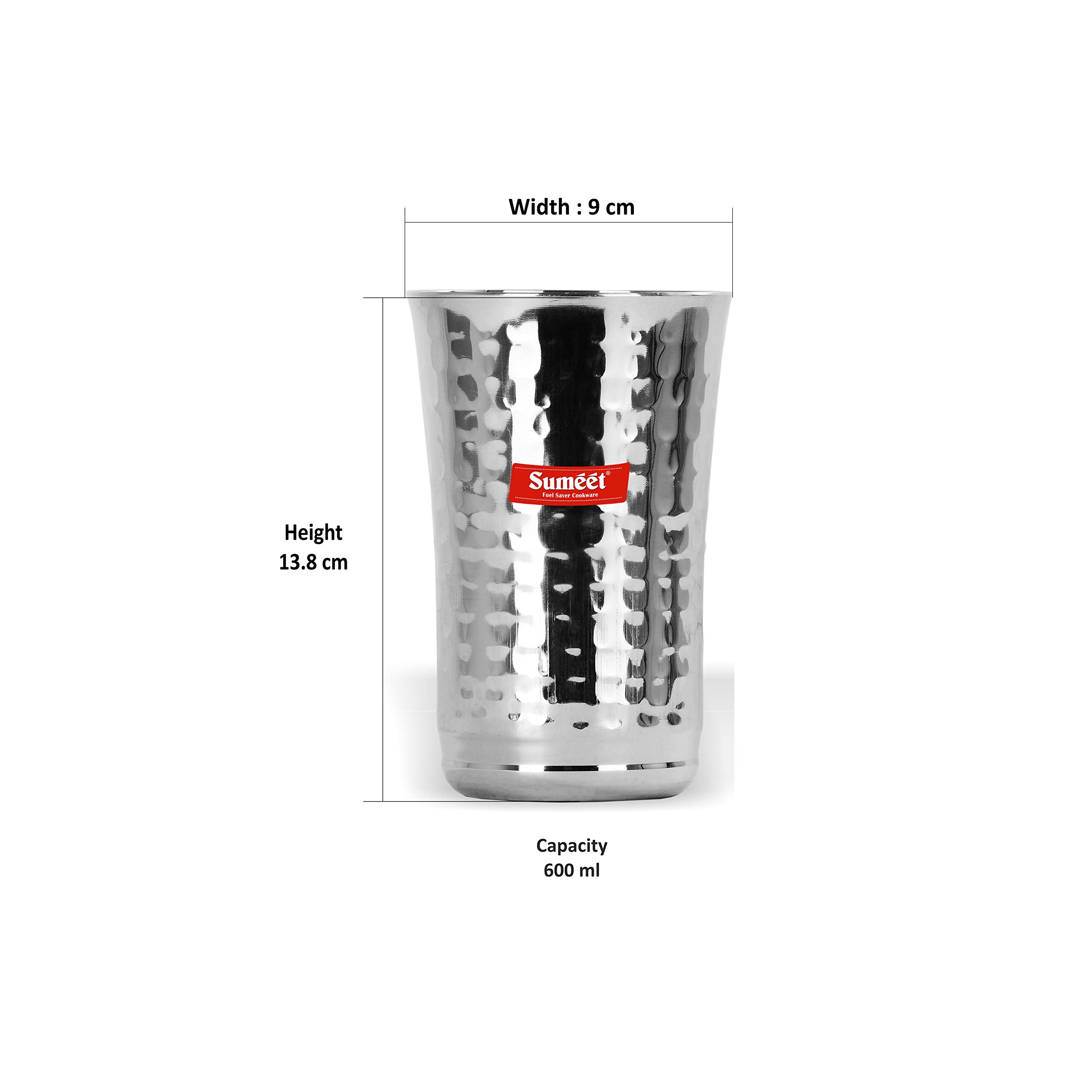 SUMEET Stainless Steel Big Lassi Glass - 2 Pieces, 600 ml - Image 4 thumbnail
