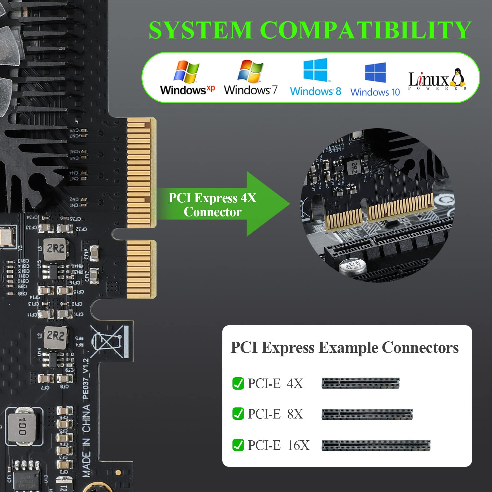 ASM1064 ASM1812 4X SATA III 6Gbps Erweiterungskarte 20 Ports Kompatibel Windows Linux HDD SSD AHCI IDE