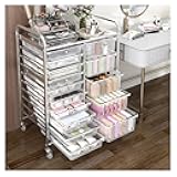 WAHHWF Rolling Carts with Wheels, 15 Drawers and Table Top, Utility Craft Storage or Office Cart, Home Hairdressing Salon Shelving Organizer Unit (Color : White, Size : 15 Drawers)