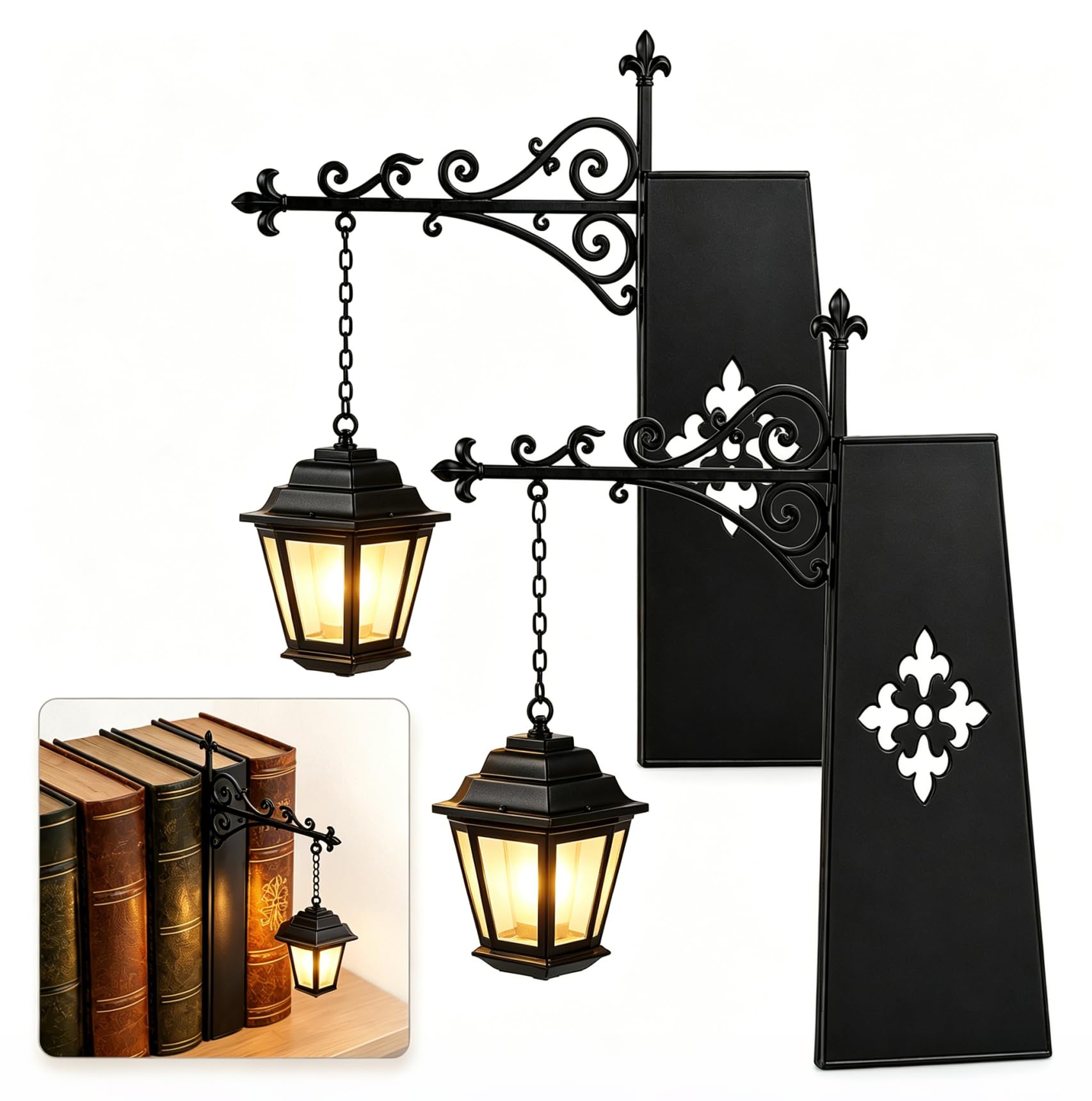 YILCER Vintage Fantasy Library Lantern Bookshelf Lamp, 2 PCS Magic Folding Book-Shaped LED Nightlight for Bookworms, Enchanting Literary Decor for Home Desk & Reading Nook