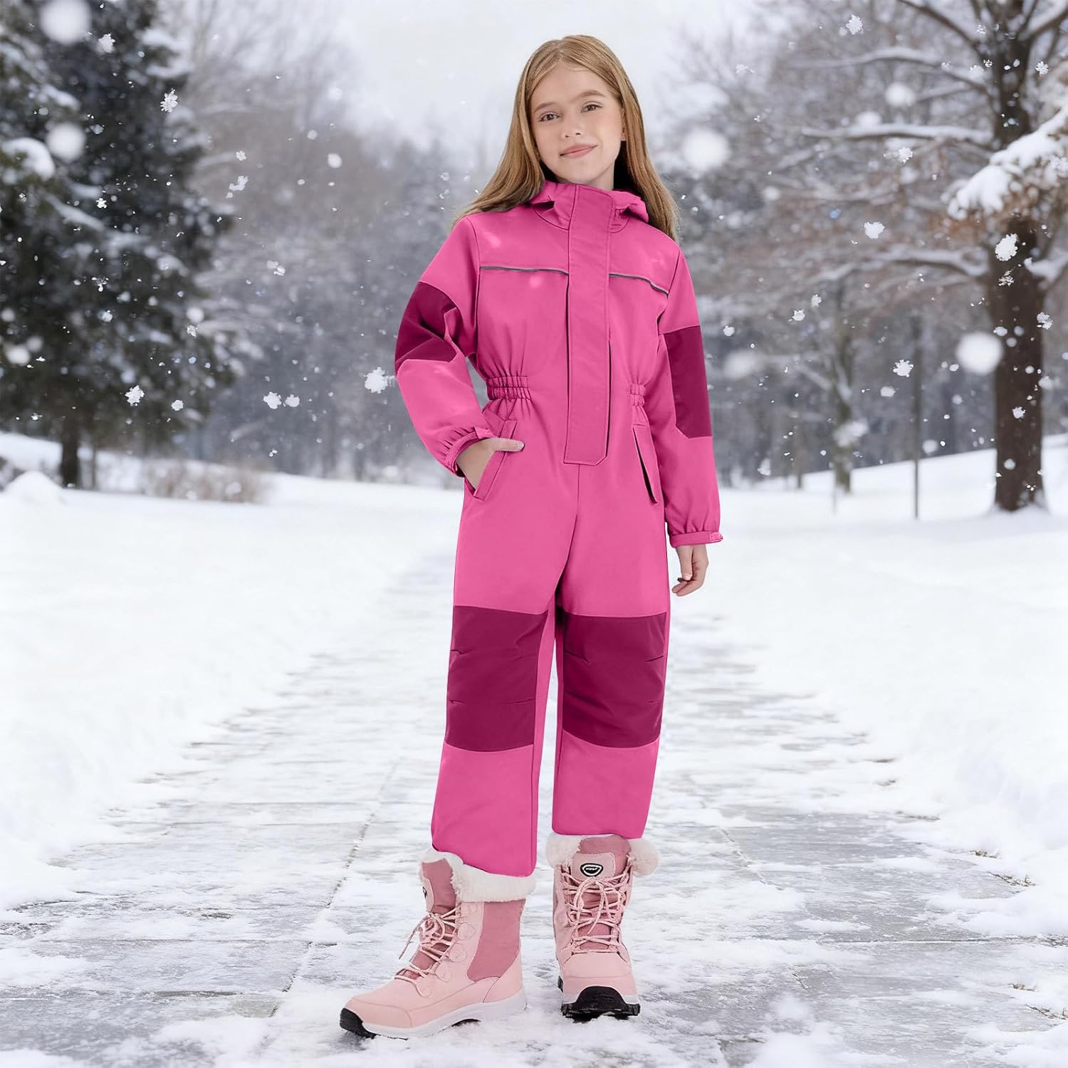 Snow Suit for Teen Girls Boys Ski Bib Winter One Piece Snowsuit Overalls Waterproof Snowboard Fleece Warm Jumpsuits